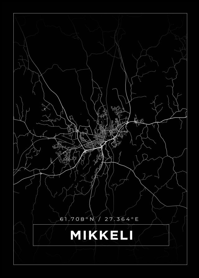 Kart - Mikkeli - Svart Plakat