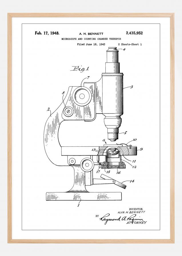 Patent Print - Microscope - White Plakat