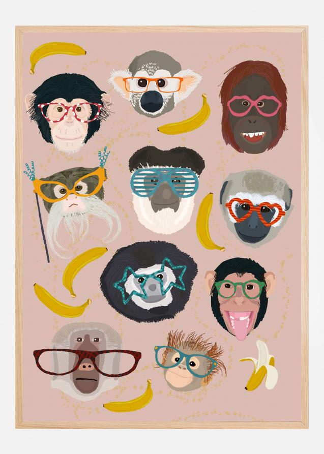Monkey In Glasses Print Plakat