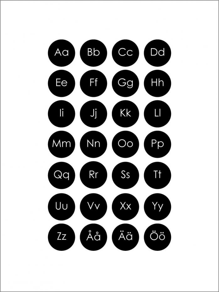 ABC Prikker - Hvit med svarte prikker