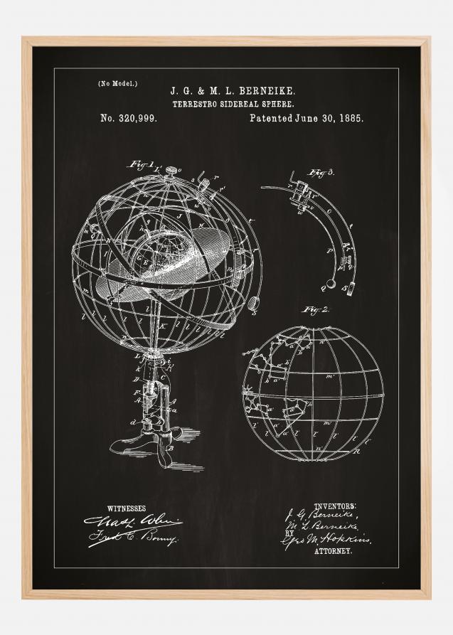 Patenttegning - Astronomisk modell - Svart Plakat