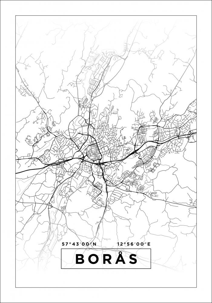 Kart - Bors - Hvit Plakat