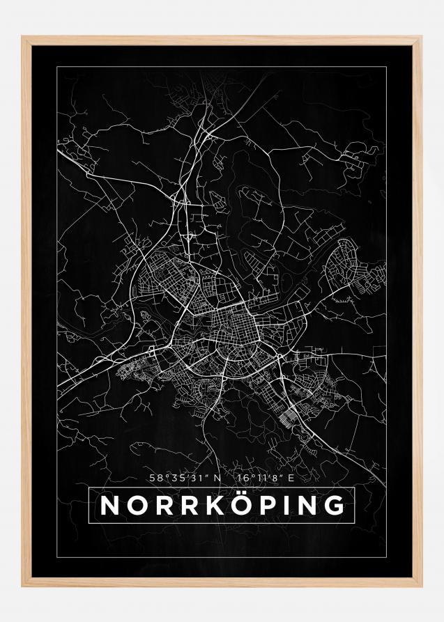 Kart - Norrköping - Poster - Svart Plakat