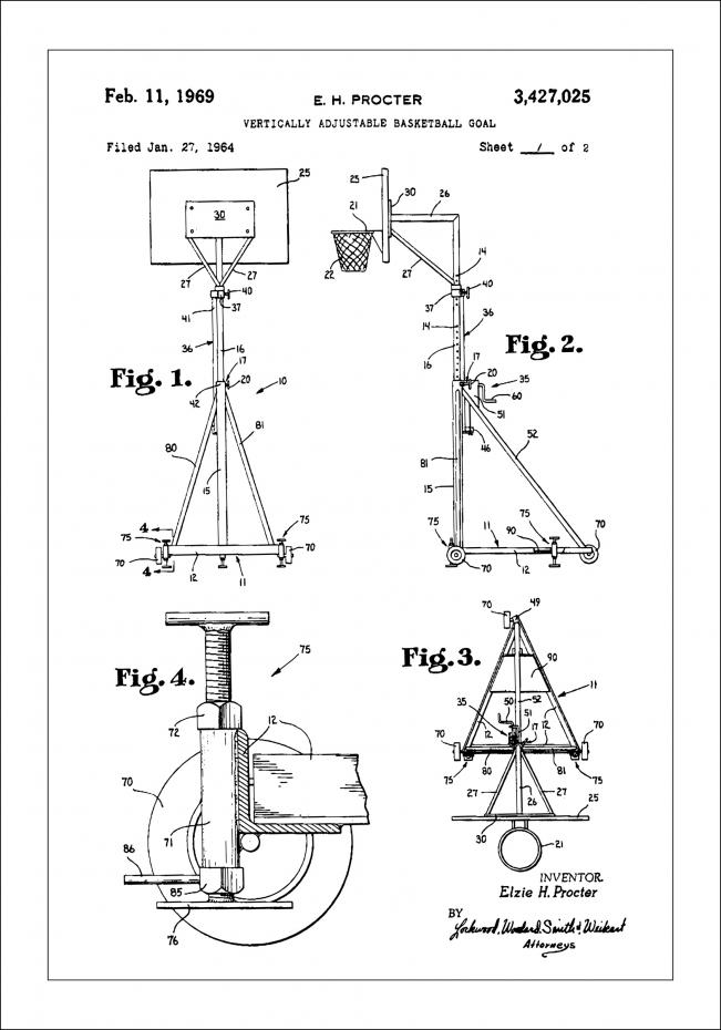 Patent Print - Basketball - White Plakat