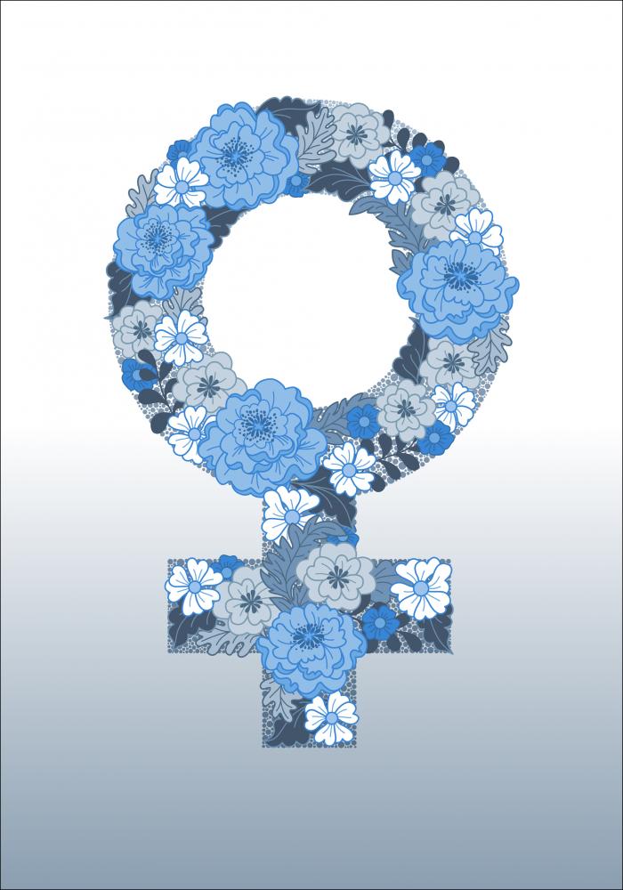 Feminist flower blue Plakat