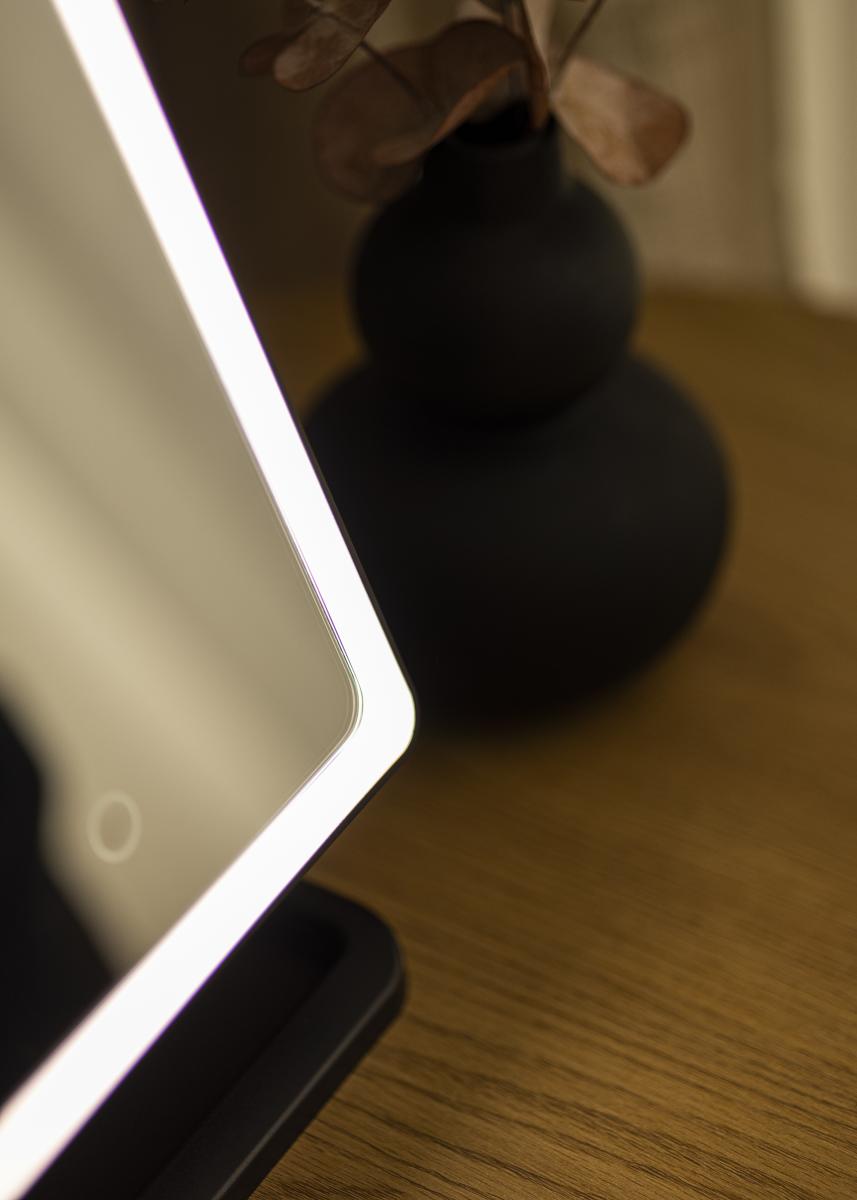 KAILA Sminkespeil LED Strip med Bluetooth-høyttaler Svart 18x30 cm
