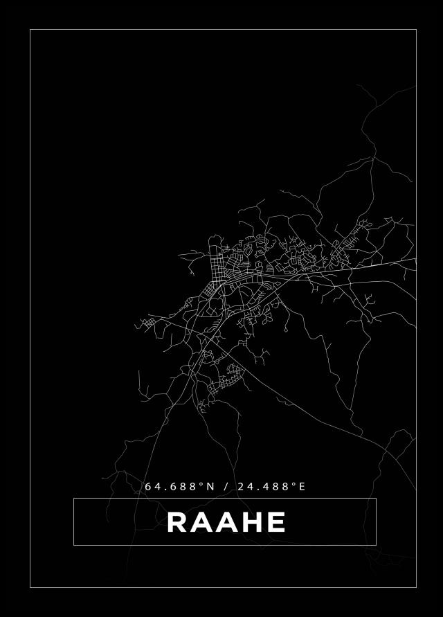 Kart - Raahe - Svart Plakat