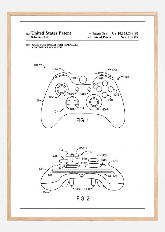 Patent Print - Game Controller III - White Plakat