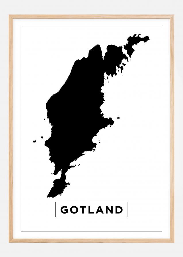 Kart - Gotland - Hvit Plakat