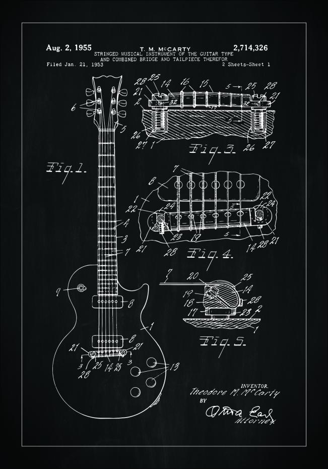 Patenttegning - El-gitar I - Svart