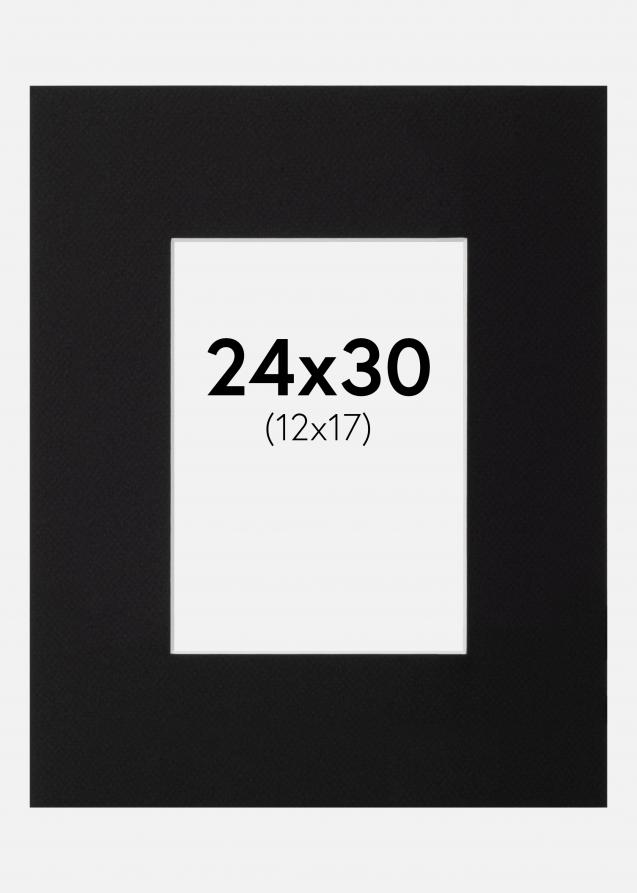 Passepartout XL Svart (Hvit kjerne) 24x30 cm (12x17)