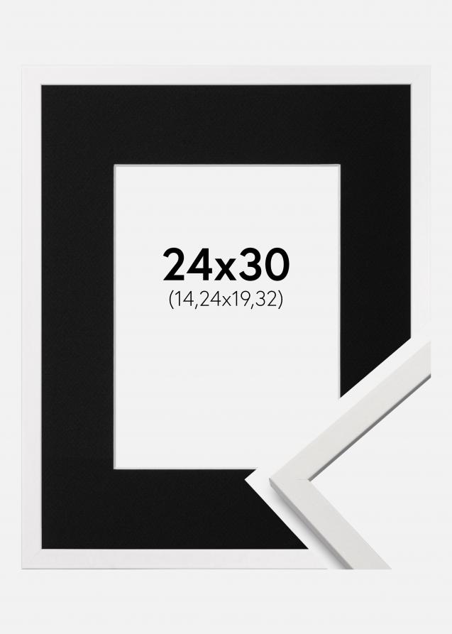 Ramme Edsbyn Hvit 24x30 cm - Passepartout Svart 6x8 inches (15,24x20,32 cm)