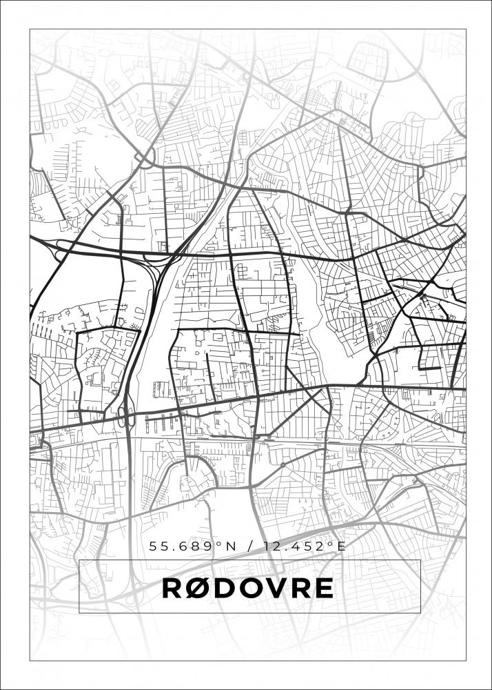 Kart - Rdovre - Hvit Plakat