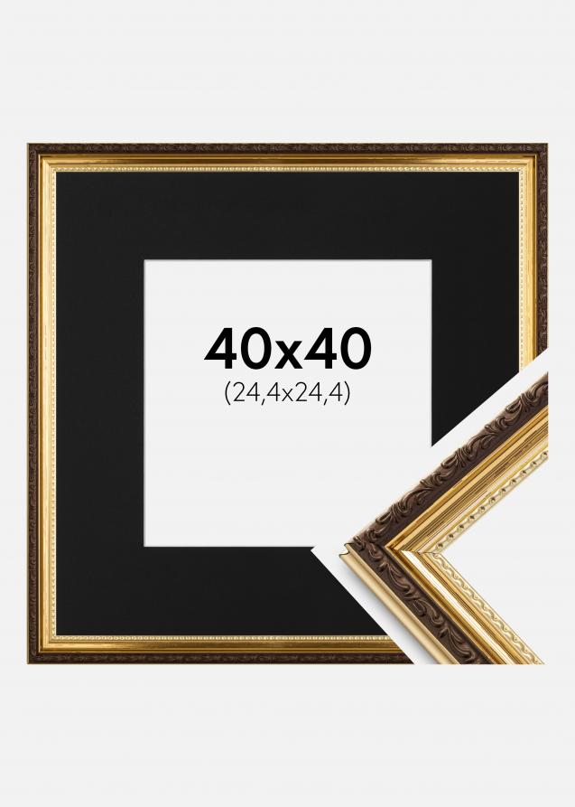 Ramme Abisko Gull 40x40 cm - Passepartout Svart 10x10 inches (25,4x25,4 cm)
