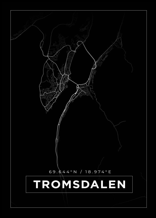 Kart - Tromsdalen - Svart Plakat