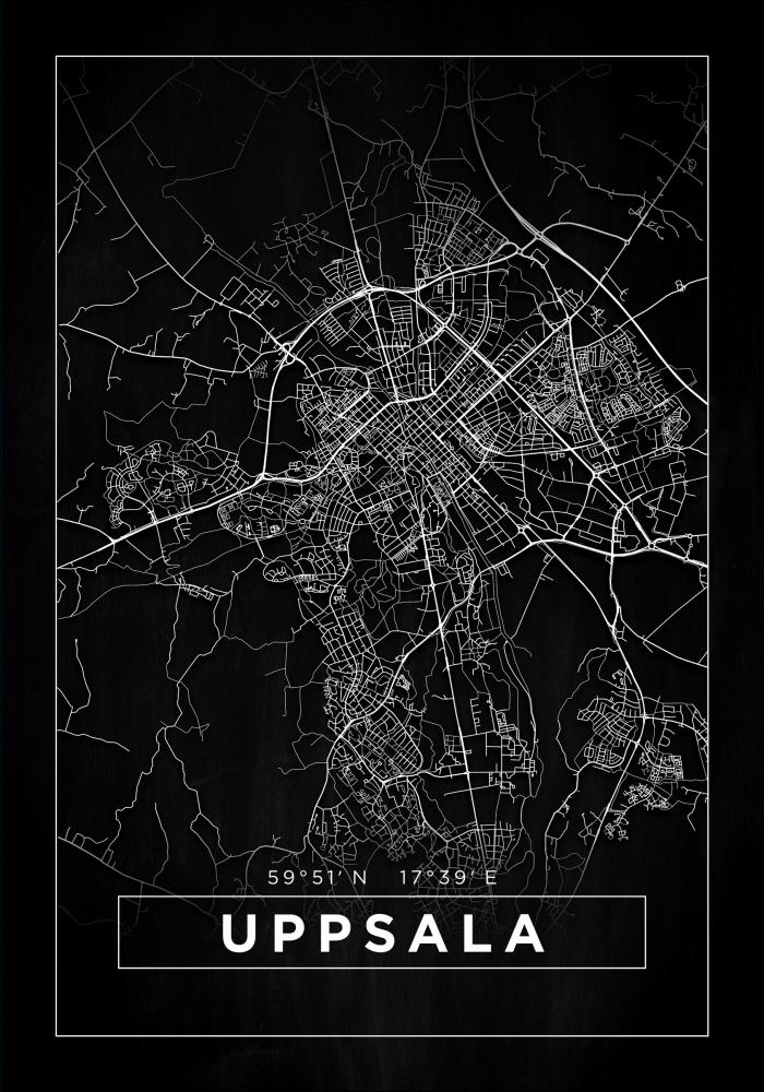 Kart - Uppsala - Poster - Svart Plakat