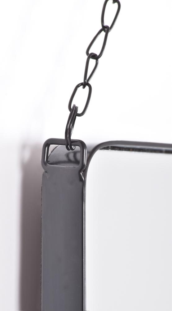 Speil Kariba Black Rectangular With Metal Chain Hanger 30x37 cm