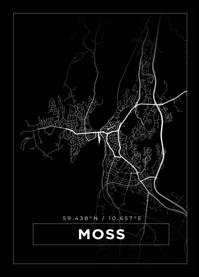 Kart - Moss - Svart Plakat
