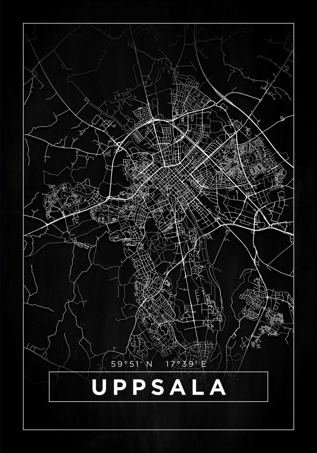 Kart - Uppsala - Poster - Svart Plakat