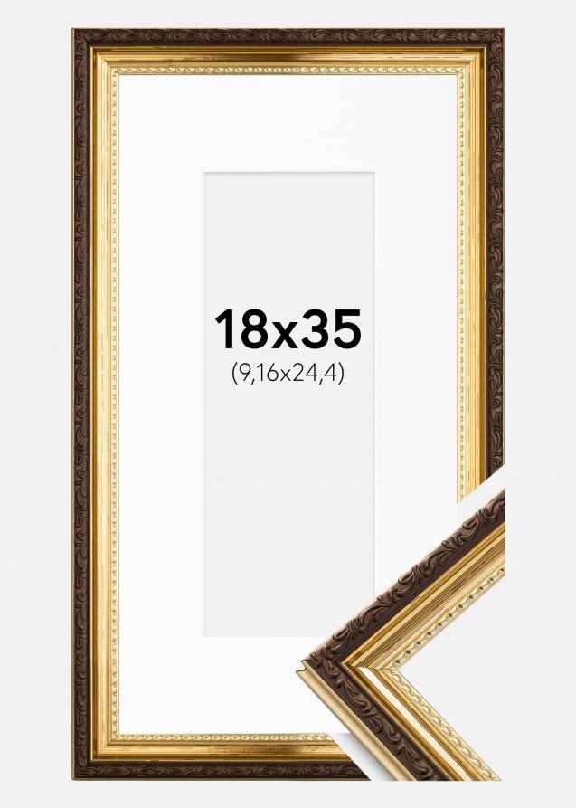 Ramme Abisko Gull 18x35 cm - Passepartout Hvit 4x10 inches