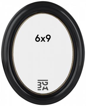 Oval svart ramme for bilde i 6x9 cm