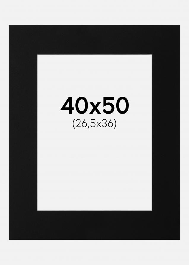 Passepartout Svart Standard (Hvit Kjerne) 40x50 cm (26,5x36)