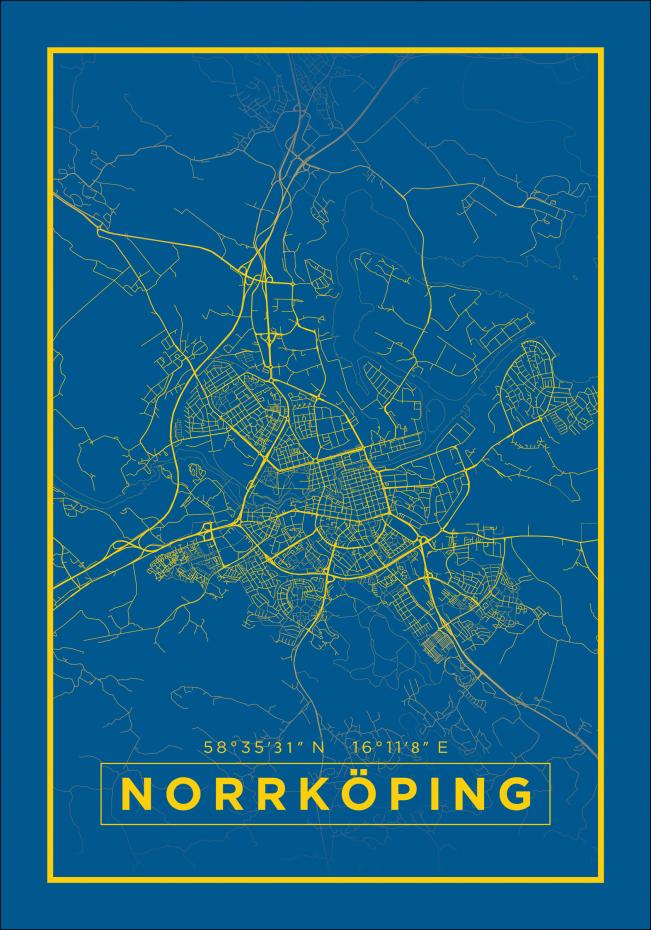 Kart - Norrkping - Poster - Bl