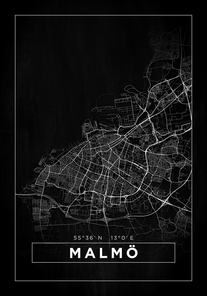 Kart - Malm - Poster - Svart Plakat