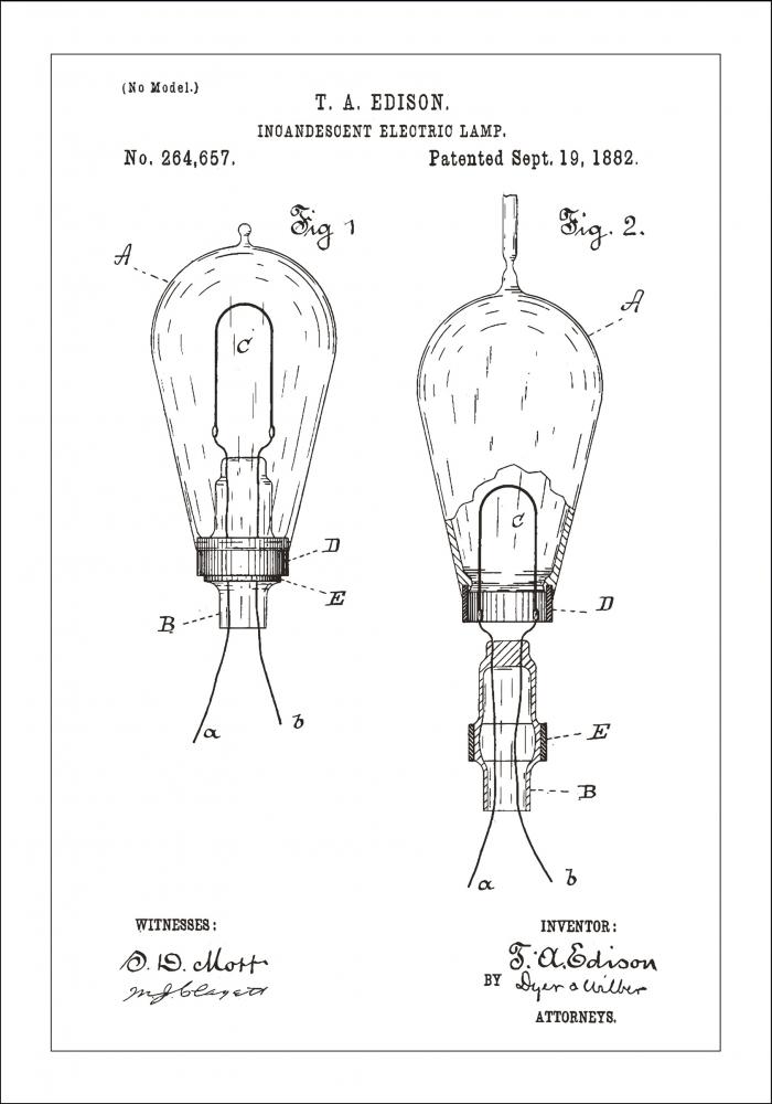 Patenttegning - Lyspre A - Hvit Plakat