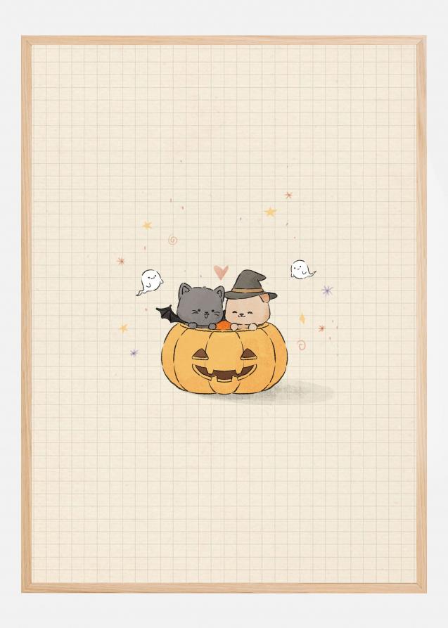 Cat and Dog In Halloween Plakat