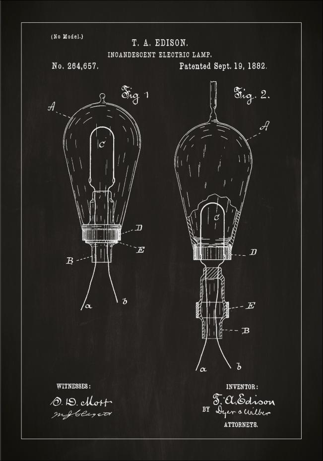 Patenttegning - Lyspre A - Svart Plakat