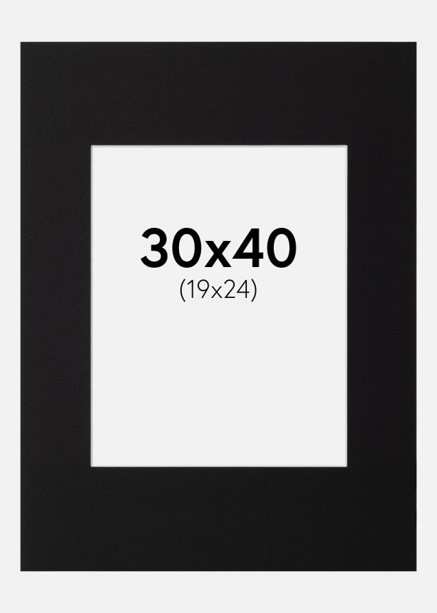 Passepartout Canson Svart (Hvit kjerne) 30x40 cm (19x24)