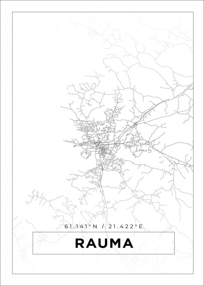 Kart - Rauma - Hvit Plakat