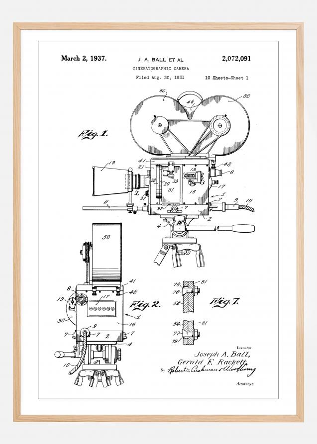 Patent Print - Cinematic Camera - White Plakat