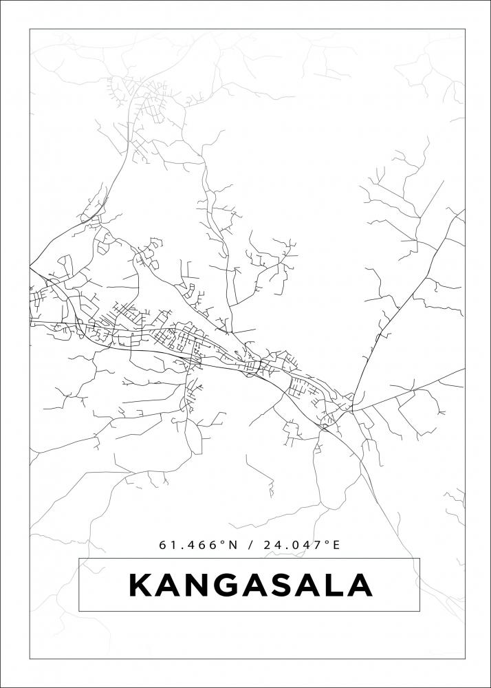 Kart - Kangasala - Hvit Plakat