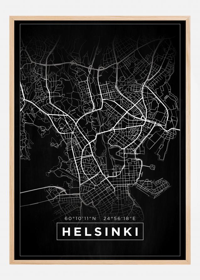 Kart - Helsinki - Svart Plakat