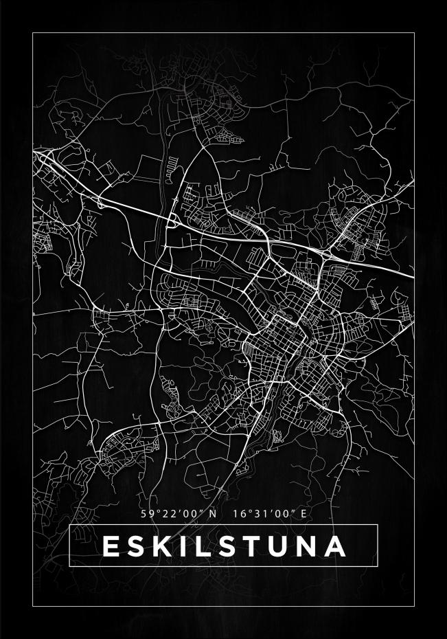 Kart - Eskilstuna - Svart Plakat