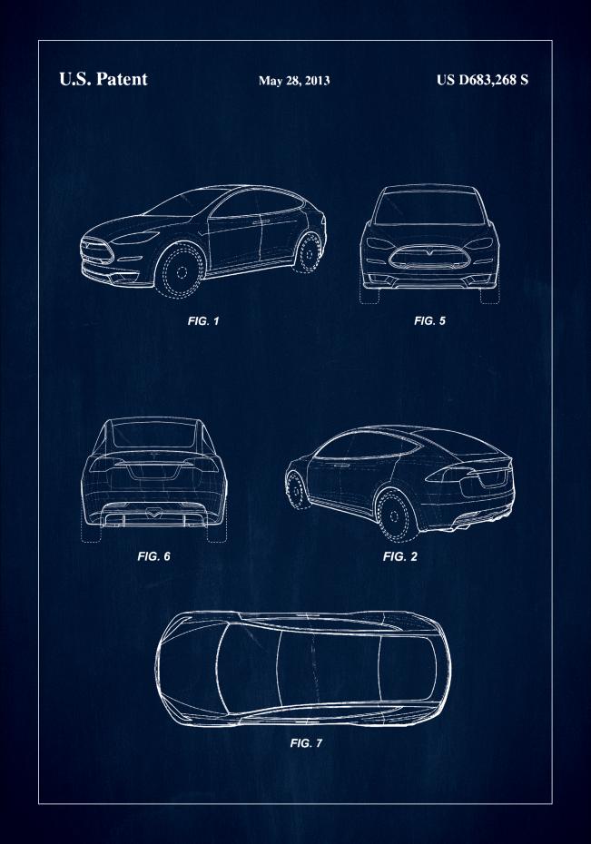 Patent Print - Tesla - Blue