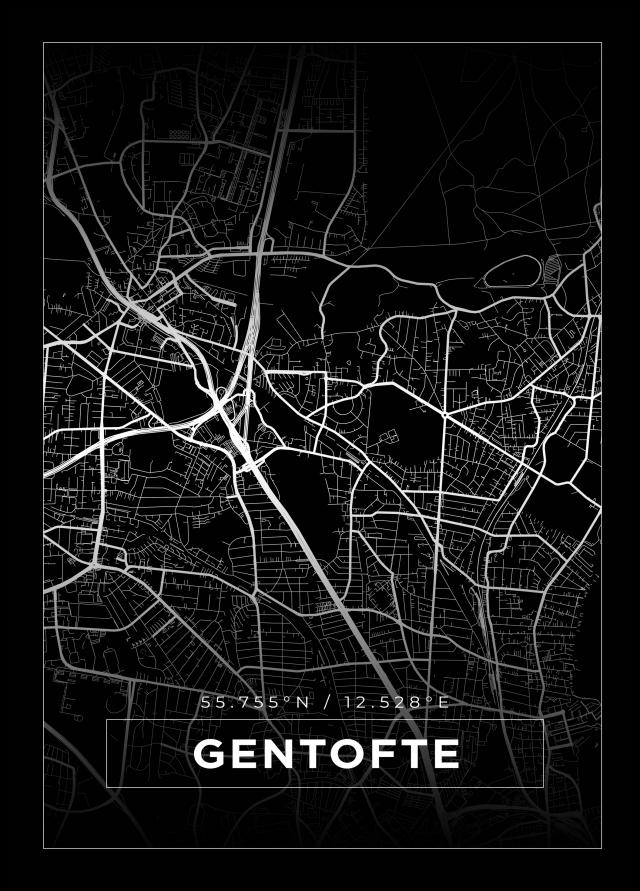 Kart - Gentofte - Svart Plakat
