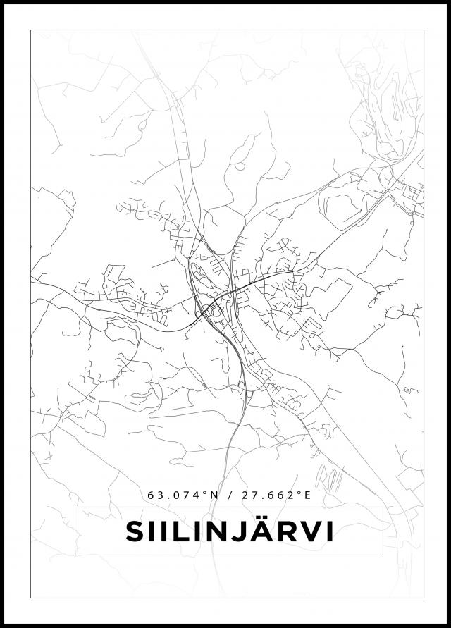 Kart - Siilinjärvi - Hvit Plakat