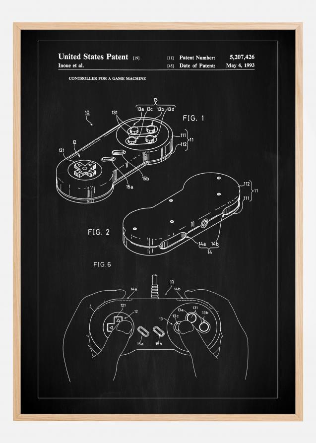 Patent Print - Game Controller I - Black Plakat