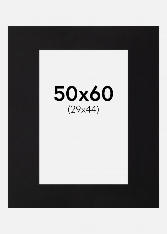 Passepartout Svart Standard (Hvit kjerne) 50x60 cm (29x44)