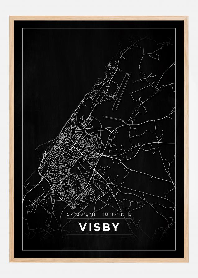 Kart - Visby - Svart Plakat