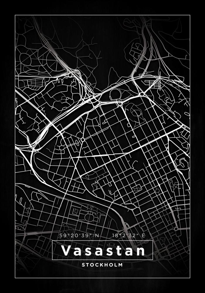 Kart - Vasastan - Svart Plakat