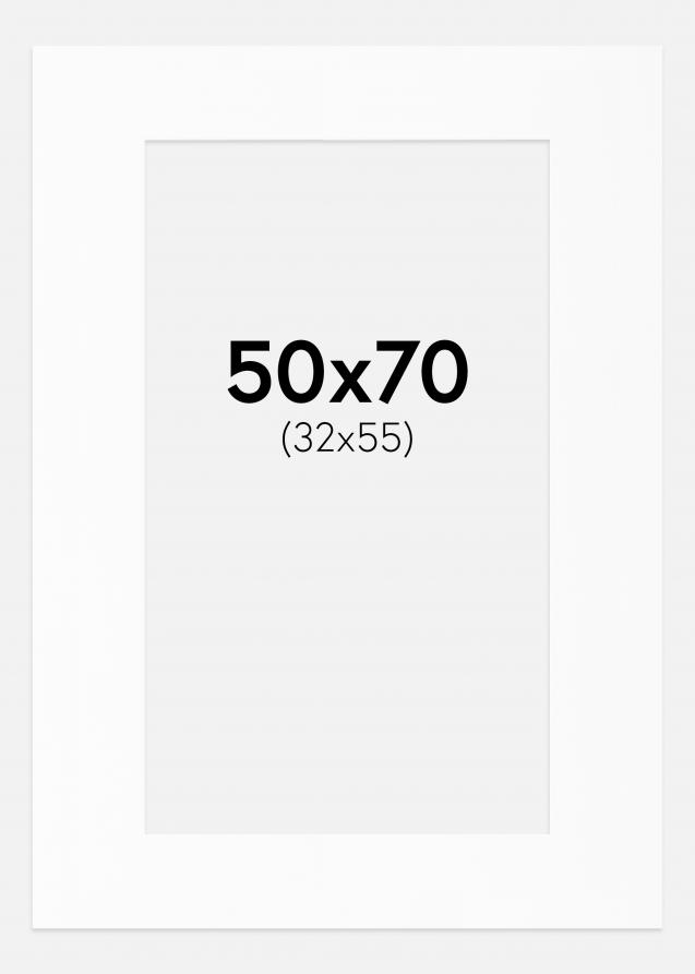 Passepartout Hvit Standard (Hvit kerne) 50x70 cm (32x55)