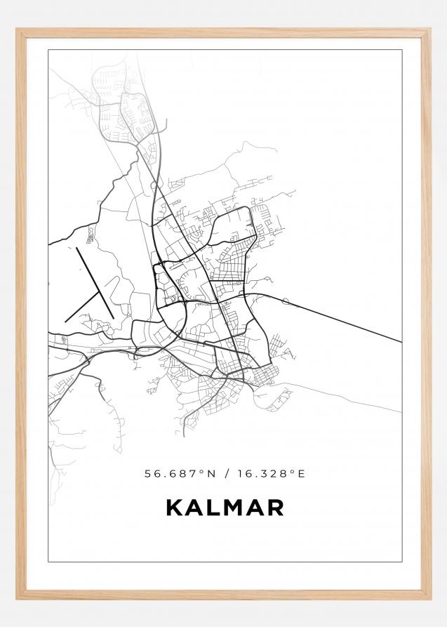 Kart - Kalmar - Hvit Plakat