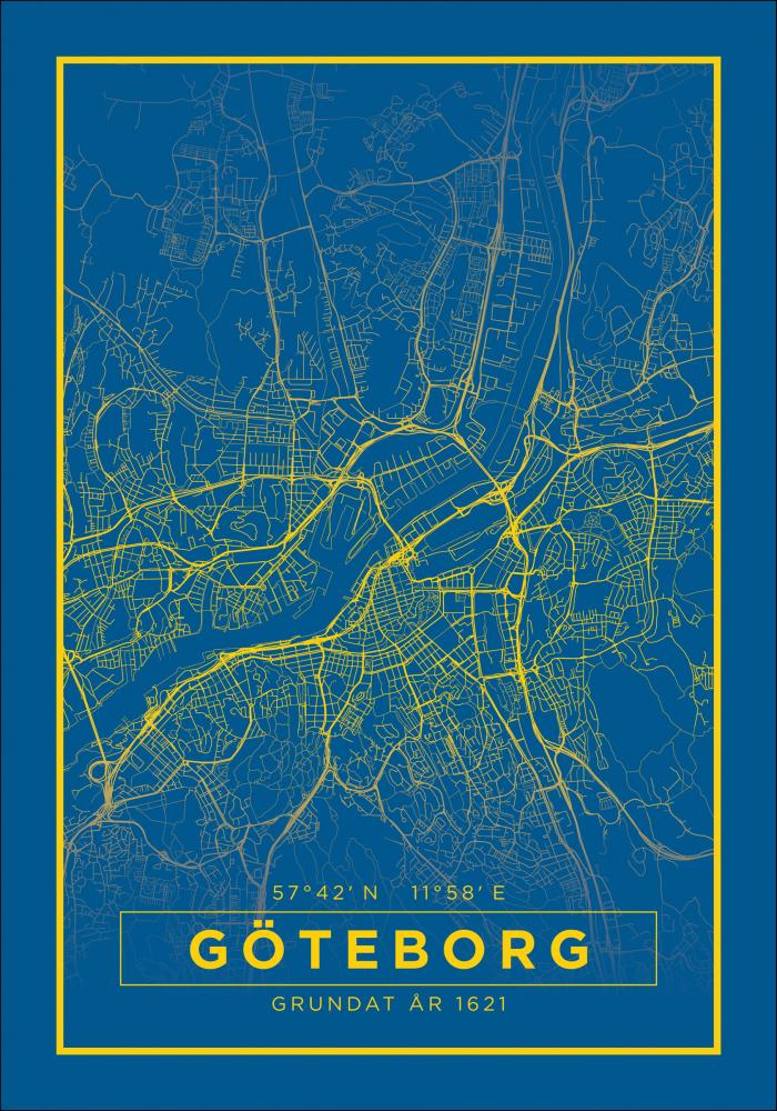 Kart - Gteborg - Poster - Bl