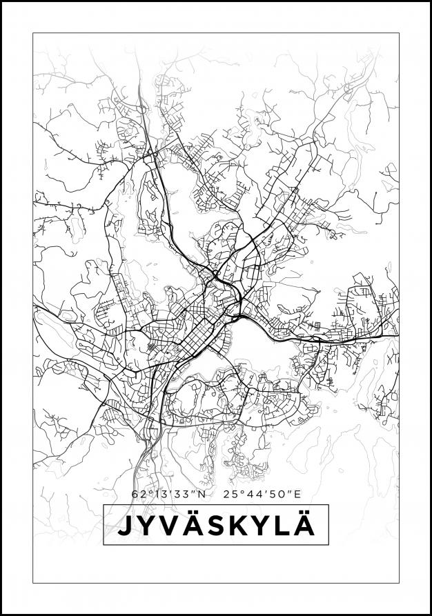 Kart - Jyväskylä - Hvit Plakat