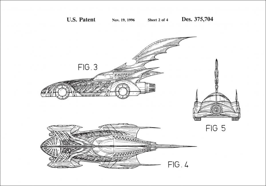 Patenttegning - Batman - Batmobile 1996 II - Plakat