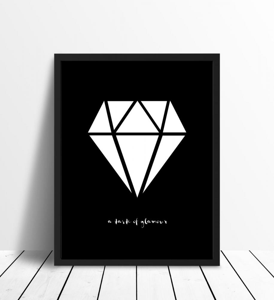 Diamant - Svart med hvitt trykk Plakat